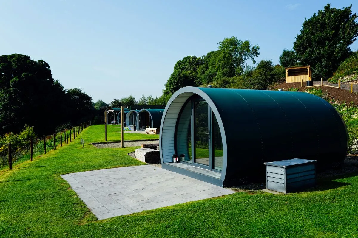 Holiday park with bungalows surrounded by nature